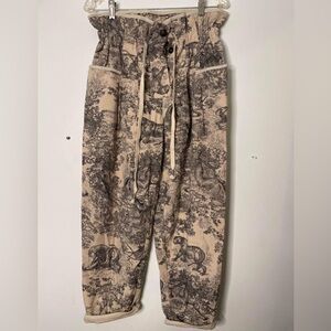 Wiya relaxed cotton/linen cropped pants, size medium/small